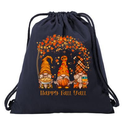 Happy Fall Y'all Gnome Autumn Gnomes Pumpkin Spice Season Drawstring Bag