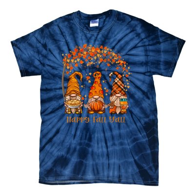 Happy Fall Y'all Gnome Autumn Gnomes Pumpkin Spice Season Tie-Dye T-Shirt