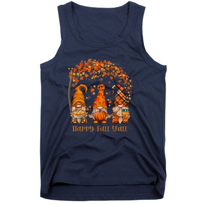 Happy Fall Y'all Gnome Autumn Gnomes Pumpkin Spice Season Tank Top