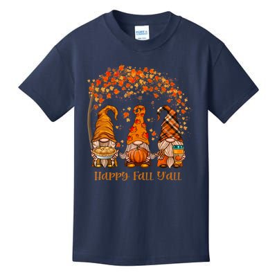 Happy Fall Y'all Gnome Autumn Gnomes Pumpkin Spice Season Kids T-Shirt