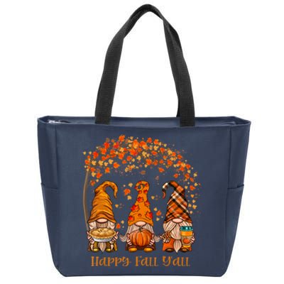 Happy Fall Y'all Gnome Autumn Gnomes Pumpkin Spice Season Zip Tote Bag