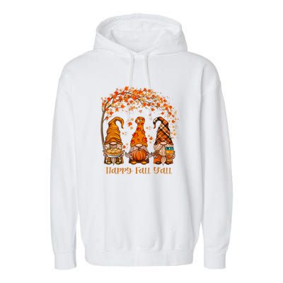 Happy Fall Y'all Gnome Autumn Gnomes Pumpkin Spice Season Garment-Dyed Fleece Hoodie