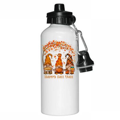 Happy Fall Y'all Gnome Autumn Gnomes Pumpkin Spice Season Aluminum Water Bottle