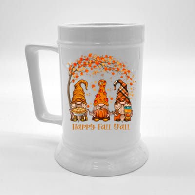 Happy Fall Y'all Gnome Autumn Gnomes Pumpkin Spice Season Beer Stein