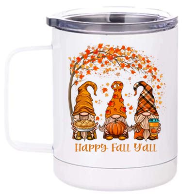 Happy Fall Y'all Gnome Autumn Gnomes Pumpkin Spice Season 12 oz Stainless Steel Tumbler Cup