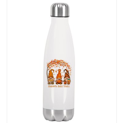 Happy Fall Y'all Gnome Autumn Gnomes Pumpkin Spice Season Stainless Steel Insulated Water Bottle