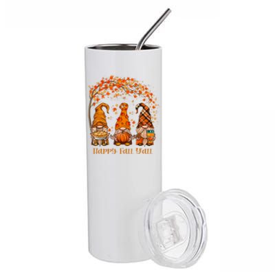 Happy Fall Y'all Gnome Autumn Gnomes Pumpkin Spice Season Stainless Steel Tumbler