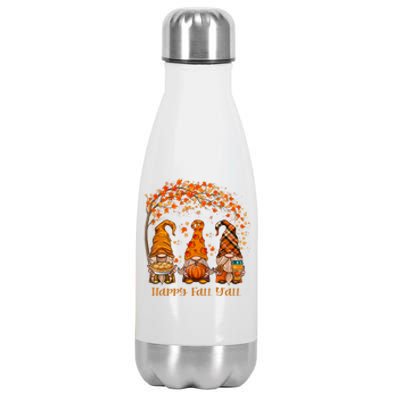 Happy Fall Y'all Gnome Autumn Gnomes Pumpkin Spice Season Stainless Steel Insulated Water Bottle