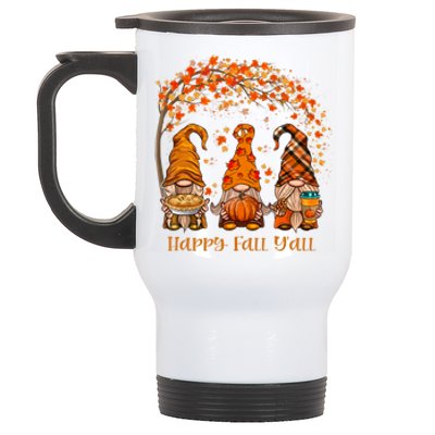 Happy Fall Y'all Gnome Autumn Gnomes Pumpkin Spice Season Stainless Steel Travel Mug