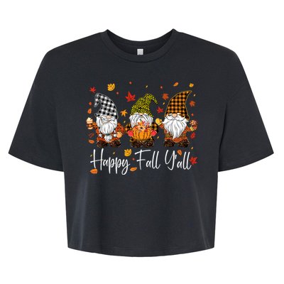 Happy Fall YAll Gnomes Pumpkin Autumn Thanksgiving Bella+Canvas Jersey Crop Tee