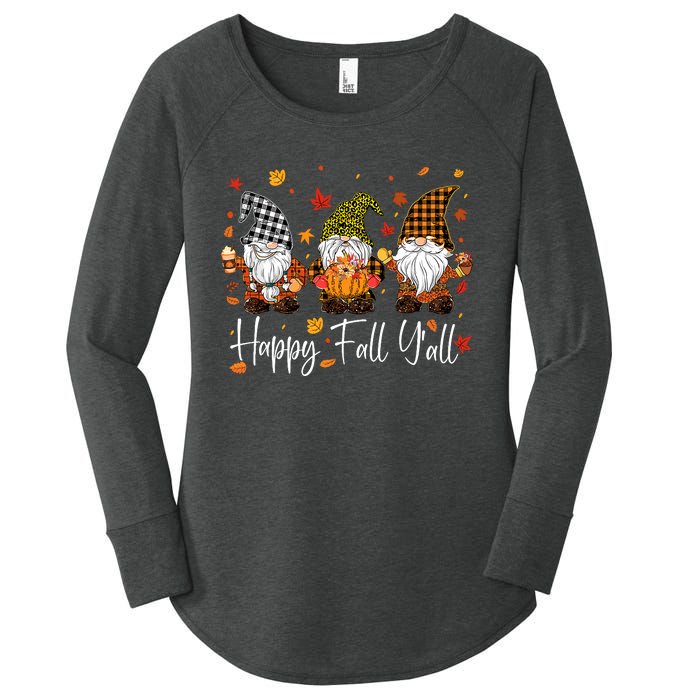 Happy Fall YAll Gnomes Pumpkin Autumn Thanksgiving Women's Perfect Tri Tunic Long Sleeve Shirt