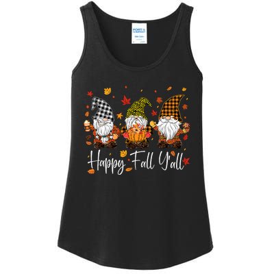 Happy Fall YAll Gnomes Pumpkin Autumn Thanksgiving Ladies Essential Tank