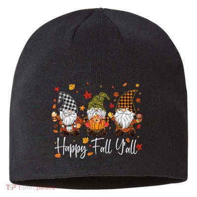 Happy Fall YAll Gnomes Pumpkin Autumn Thanksgiving Sustainable Beanie