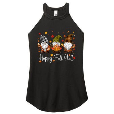 Happy Fall YAll Gnomes Pumpkin Autumn Thanksgiving Women's Perfect Tri Rocker Tank