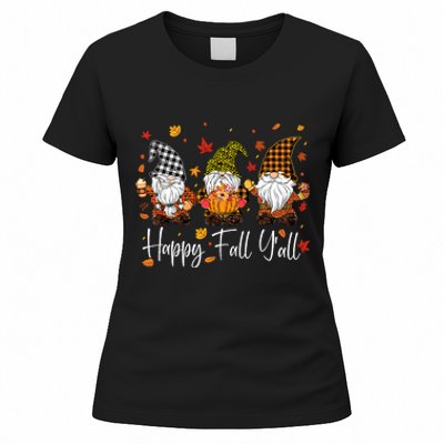 Happy Fall YAll Gnomes Pumpkin Autumn Thanksgiving Women's T-Shirt