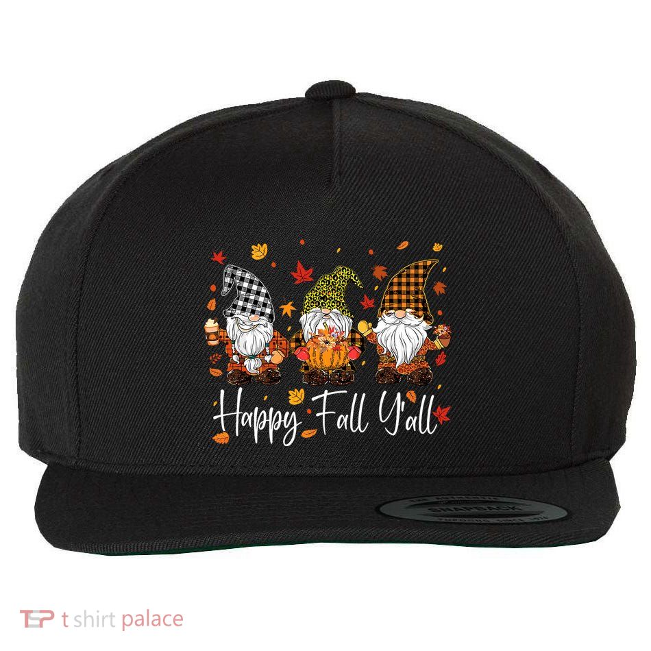 Happy Fall YAll Gnomes Pumpkin Autumn Thanksgiving Wool Snapback Cap