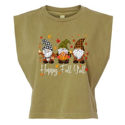 Happy Fall YAll Gnomes Pumpkin Autumn Thanksgiving Garment-Dyed Women's Muscle Tee