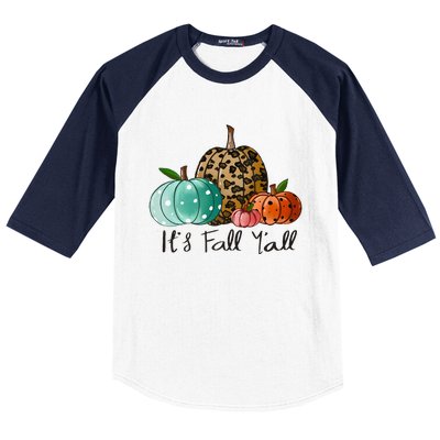 Happy Fall Y’all Pumpkin Leopard Its Fall Yall Thanksgiving Baseball Sleeve Shirt