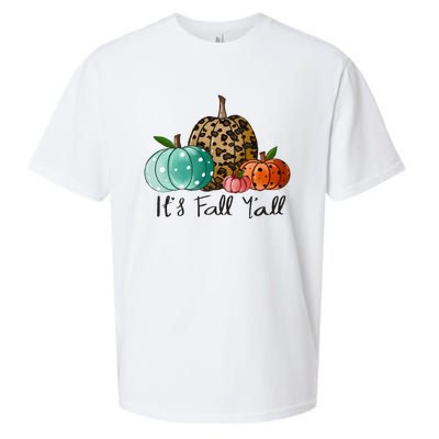 Happy Fall Y’all Pumpkin Leopard Its Fall Yall Thanksgiving Sueded Cloud Jersey T-Shirt