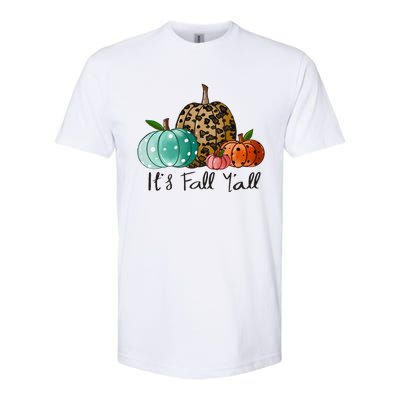 Happy Fall Y’all Pumpkin Leopard Its Fall Yall Thanksgiving Softstyle CVC T-Shirt