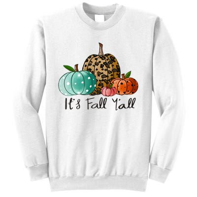 Happy Fall Y’all Pumpkin Leopard Its Fall Yall Thanksgiving Sweatshirt