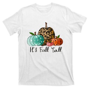 Happy Fall Y’all Pumpkin Leopard Its Fall Yall Thanksgiving T-Shirt