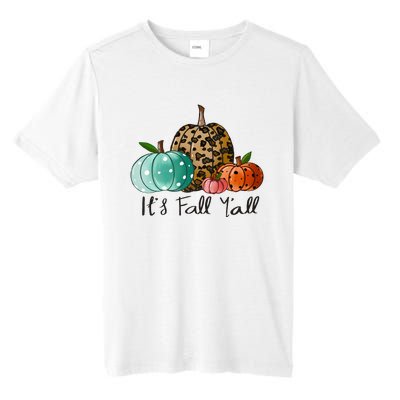 Happy Fall Y’all Pumpkin Leopard Its Fall Yall Thanksgiving Tall Fusion ChromaSoft Performance T-Shirt