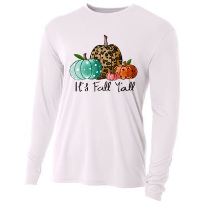 Happy Fall Y’all Pumpkin Leopard Its Fall Yall Thanksgiving Cooling Performance Long Sleeve Crew