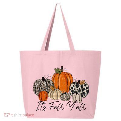 Happy Fall Y’all Pumpkin Leopard Its Fall Yall Thanksgiving 25L Jumbo Tote