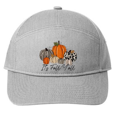 Happy Fall Y’all Pumpkin Leopard Its Fall Yall Thanksgiving 7-Panel Snapback Hat