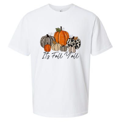 Happy Fall Y’all Pumpkin Leopard Its Fall Yall Thanksgiving Sueded Cloud Jersey T-Shirt