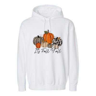 Happy Fall Y’all Pumpkin Leopard Its Fall Yall Thanksgiving Garment-Dyed Fleece Hoodie