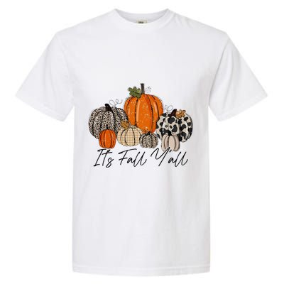 Happy Fall Y’all Pumpkin Leopard Its Fall Yall Thanksgiving Garment-Dyed Heavyweight T-Shirt