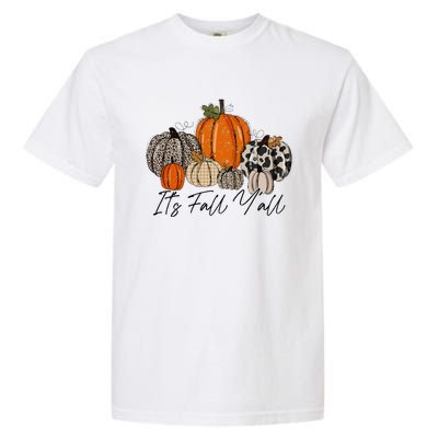 Happy Fall Y’all Pumpkin Leopard Its Fall Yall Thanksgiving Garment-Dyed Heavyweight T-Shirt