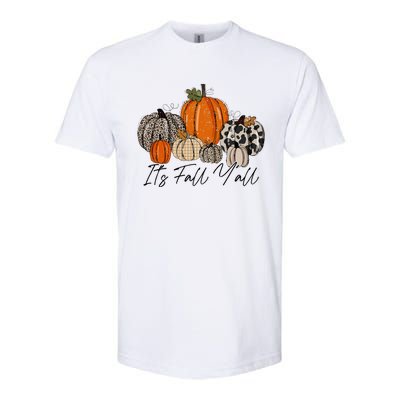 Happy Fall Y’all Pumpkin Leopard Its Fall Yall Thanksgiving Softstyle CVC T-Shirt