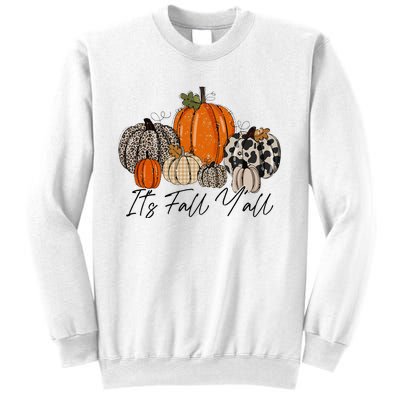 Happy Fall Y’all Pumpkin Leopard Its Fall Yall Thanksgiving Sweatshirt