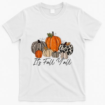 Happy Fall Y’all Pumpkin Leopard Its Fall Yall Thanksgiving T-Shirt
