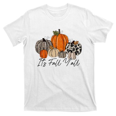 Happy Fall Y’all Pumpkin Leopard Its Fall Yall Thanksgiving T-Shirt