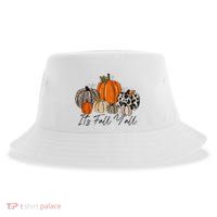 Happy Fall Y’all Pumpkin Leopard Its Fall Yall Thanksgiving Sustainable Bucket Hat