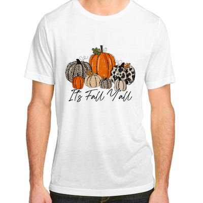 Happy Fall Y’all Pumpkin Leopard Its Fall Yall Thanksgiving Adult ChromaSoft Performance T-Shirt