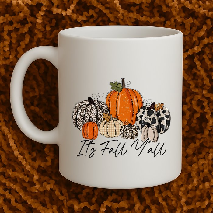 Happy Fall Y’all Pumpkin Leopard Its Fall Yall Thanksgiving Mug