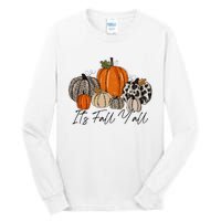 Happy Fall Y’all Pumpkin Leopard Its Fall Yall Thanksgiving Tall Long Sleeve T-Shirt