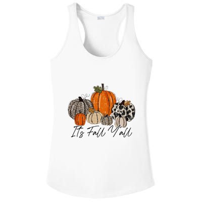 Happy Fall Y’all Pumpkin Leopard Its Fall Yall Thanksgiving Ladies PosiCharge Competitor Racerback Tank