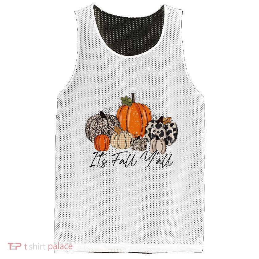 Happy Fall Y’all Pumpkin Leopard Its Fall Yall Thanksgiving Mesh Reversible Basketball Jersey Tank
