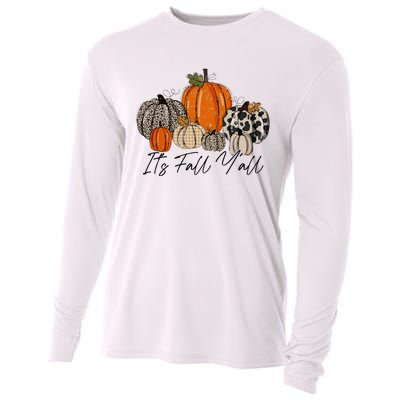 Happy Fall Y’all Pumpkin Leopard Its Fall Yall Thanksgiving Cooling Performance Long Sleeve Crew