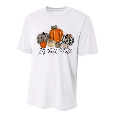 Happy Fall Y’all Pumpkin Leopard Its Fall Yall Thanksgiving Performance Sprint T-Shirt