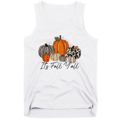 Happy Fall Y’all Pumpkin Leopard Its Fall Yall Thanksgiving Tank Top