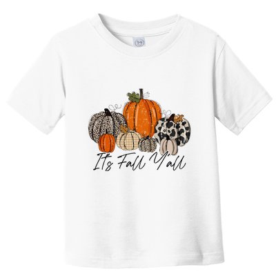 Happy Fall Y’all Pumpkin Leopard Its Fall Yall Thanksgiving Toddler T-Shirt