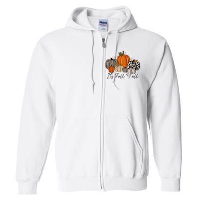 Happy Fall Y’all Pumpkin Leopard Its Fall Yall Thanksgiving Full Zip Hoodie