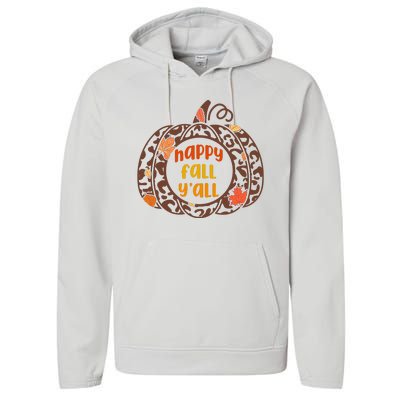 Happy Fall Yall Festive Pumpkin Performance Fleece Hoodie